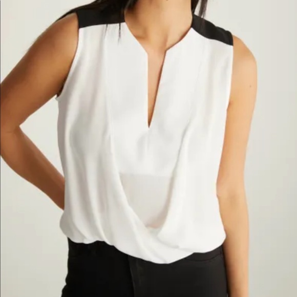 BCBGMaxAzria Tops - 150. BCBGMAXAZRIA Draped Front Color Block Blouse